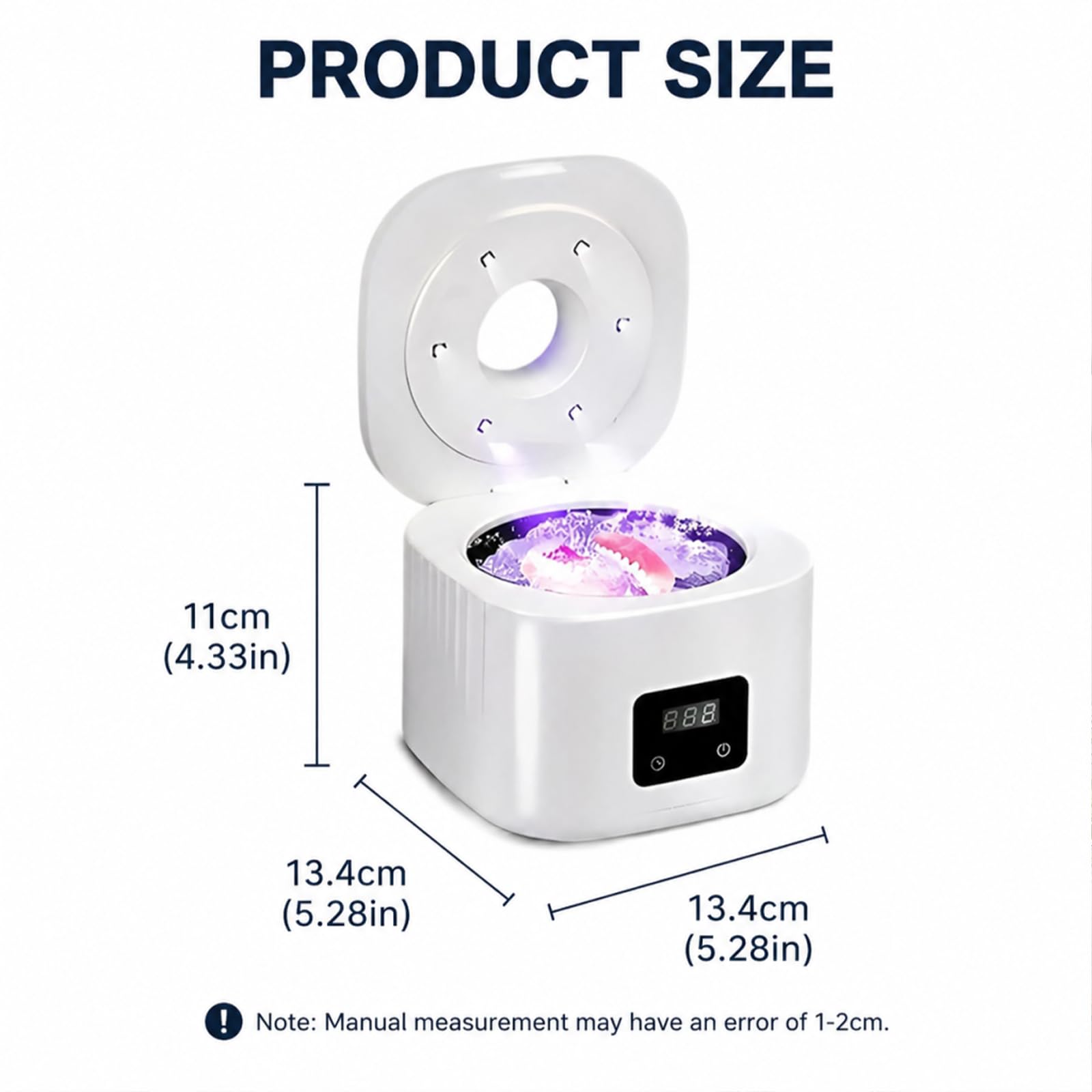 Limpiador ultrasónico 49000Hz con UV, 3 modos, pantalla digital, tanque inox 340ML, portátil para joyas, gafas, relojes, dentaduras, pinceles maquillaje
