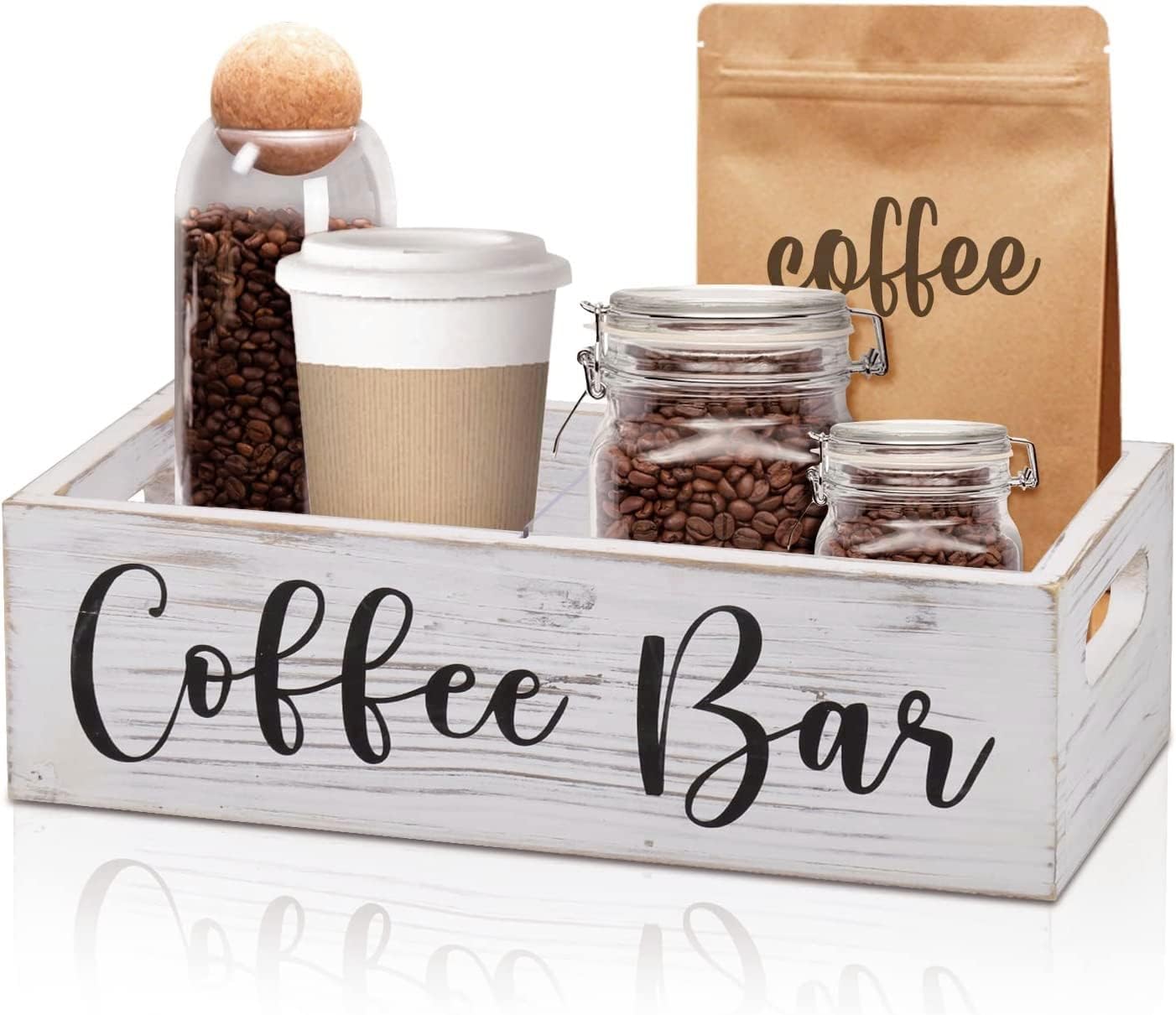 Amazon.co.jp コーヒーステーションオーガナイザー 素朴な木製コーヒーステーションホルダー ファームハウス コーヒーバーボックス