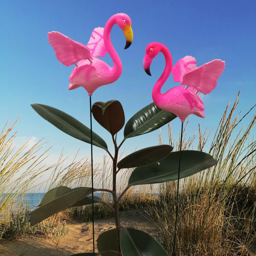 ARUNA DECOR PVC & Metal Colourful Flamingo Set of 2 Garden Decoration Outdoor Sticks Lawn Decor, Garden Decor, Outdoor Decor Stick 17x20x17 cm Flamingo