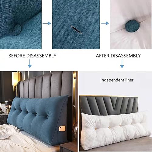 Miniatura 4 de Almohada triangular grande de cuña de lectura, cojín para cabecero de cama, cojín para cabecero, cojín para cama individual, matrimonial, Queen,