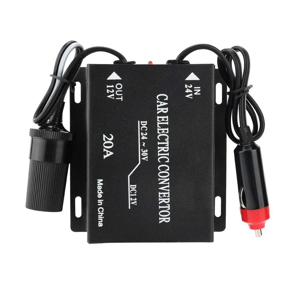 Nikou Abwärtsstromversorgungs Stromrichter 24V Auf 12V, LKW Adapter Spannungswandler 20A Auto Spannungsreduzierer Netzteil Konverter AbwTstransformator 24V Bis 12V Zigarettenanzünder Typ