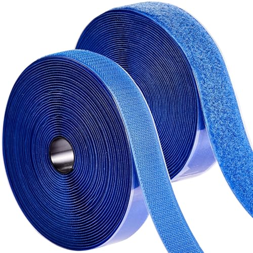 Image of ECOHomes (33 FT x 1 Inch) Strips with Adhesive for Fabric, Blue | No Sew, Stick On for Fabric, Sticky Back for Clothes, Curtains, Heavy Duty, Double Sided Hook and Loop Hem Tape Fasteners