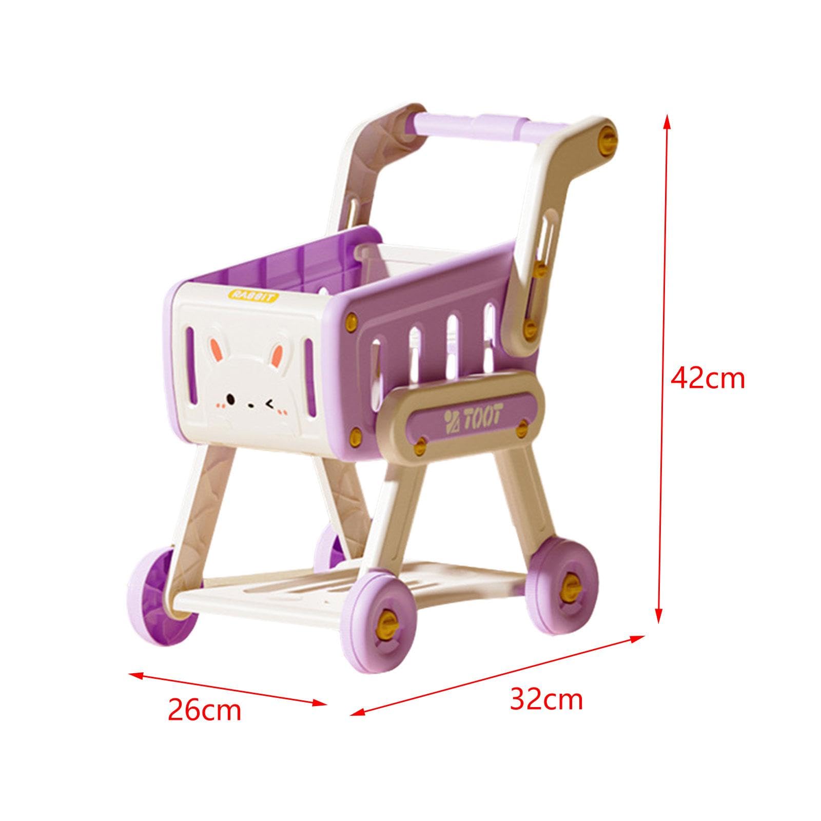 Carrito de Compras para Niños, Carrito de Supermercado de Juguete para Juegos de rol, Carrito de Supermercado para Niños Y Niñas, Violeta