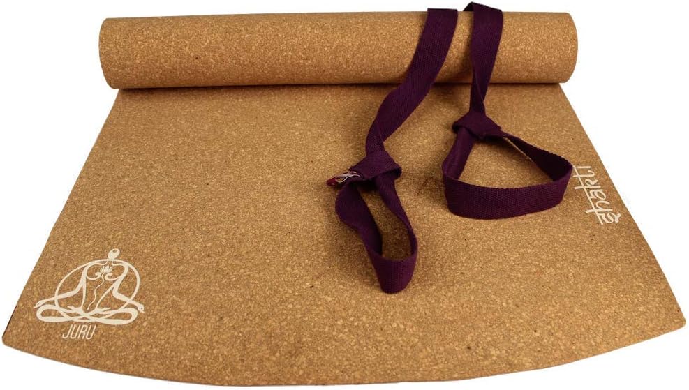 JURU Shakti Anti-slip Cork Yoga Mat (3mm, Anti Slip) with Black Sling