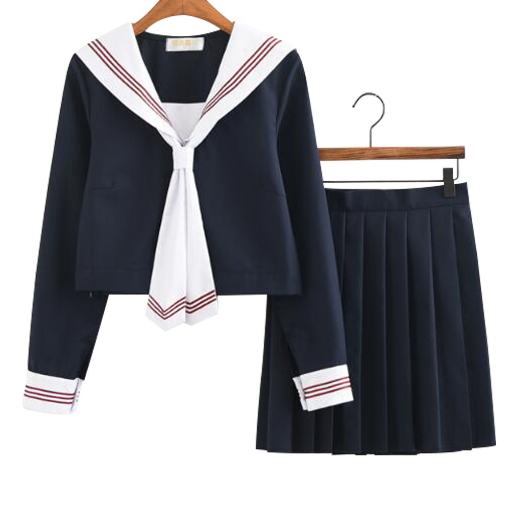 Japanese Anime Clothes Classic Navy Sailor Suit Girl Students School Uniforms White