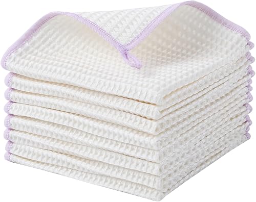 Miniatura 8 de Oeleky Paquete de 8 paños de cocina para platos, resistentes y absorbentes, para lavar platos, paños de limpieza de tejido de gofre, de secado
