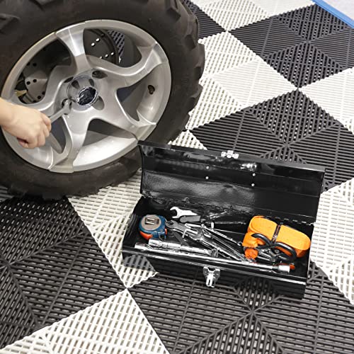 Torin Atb102B 16" Hip Roof Style Portable Steel Tool Box With Metal Latch Closure, Black #TOP6