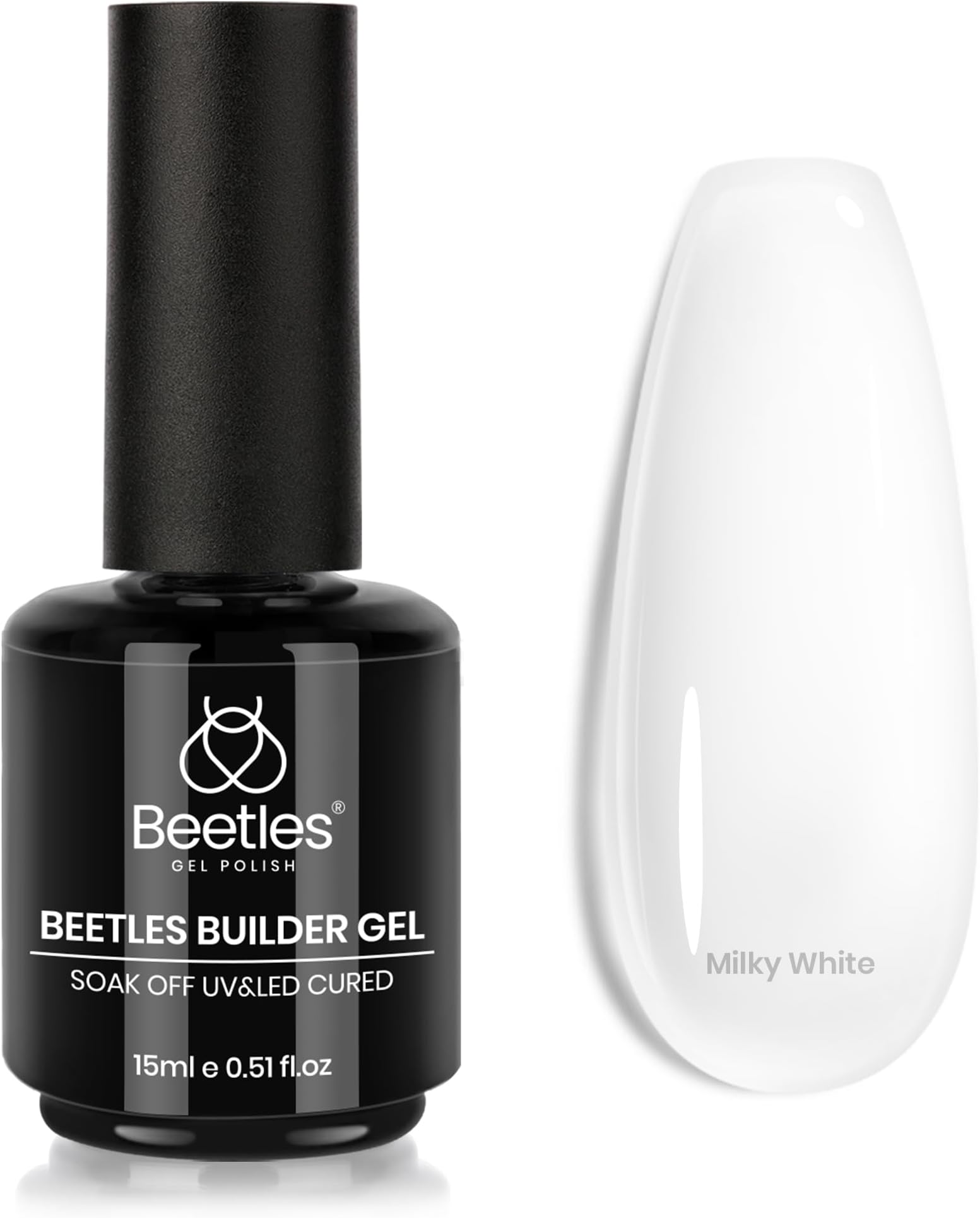 Beetles Builder Gel for Nail,7 in 1 Milky White Nail Thickening Strengthening Building Apex for Beginner DIY Salon at Home,White Builder Christmas Nail Gel,UV & LED Lamp Cured Needed
