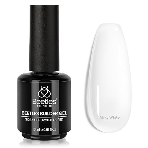 Miniatura 102 de Beetles Builder Gel de 0.5 onzas líquidas, gel fortalecedor 7 en 1 translúcido rosa nude, cepillo de extensión de uñas de gel UV en botella, no se