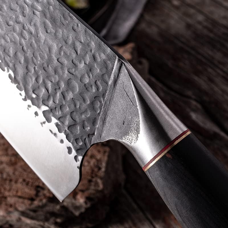 Meat Cleaver, Handmade Forged Kitchen Knife 50Cr15mov Stainless Steel Meat Cleaver Chef Slicing Knives High Carbon Hammered Pattern Cutter (Color : Knife only)