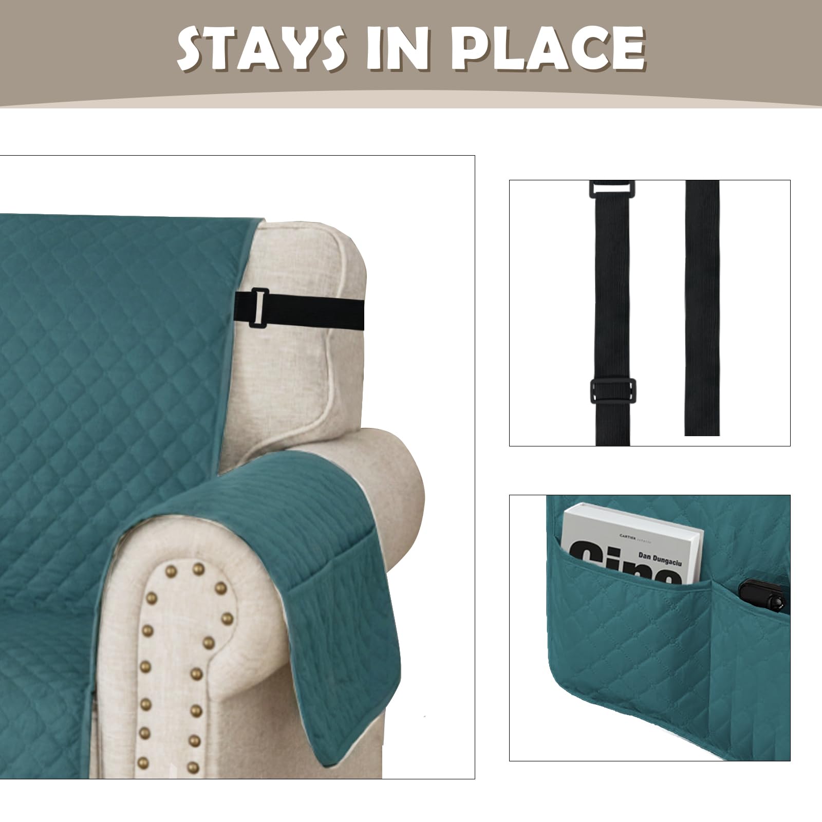 Lydevo Copridivano Impermeabile Copridivano 4 Posti con Braccioli per Animali Salvadivano Antigraffio Copridivano Trapuntato per Gatto Cani,Verde