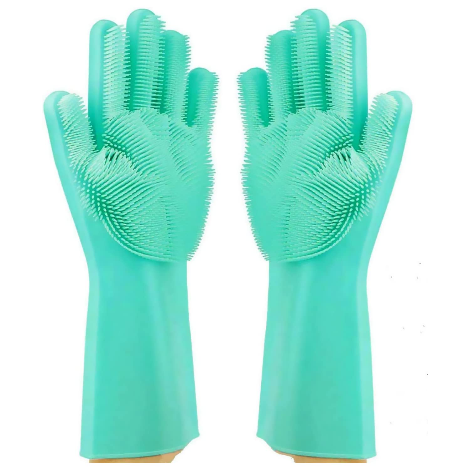 LEOPAX Heavy Duty Magic Silicone Washing Hand Gloves, Scrub Cleaning Gloves with Scrubber for Dishwashing and Pet Grooming, Latex Free (Green Color, 1 Pair) (B07W2YFV3W) Amazon Price History, Amazon Price Tracker