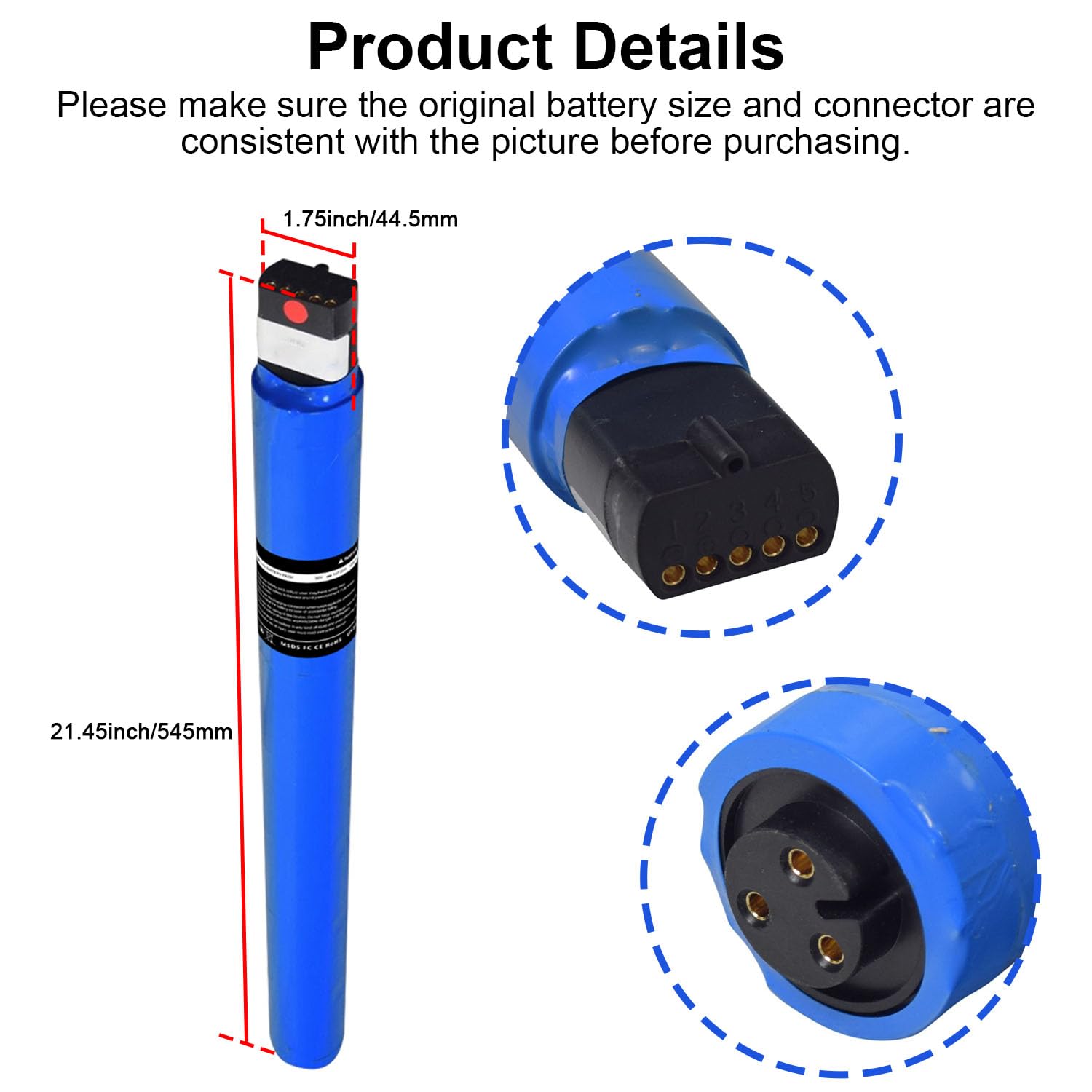 CPZZ 36V 5200mAh Electric Scooter Replacement Battery Pack Compatible for Gotrax GXL V2 Battery,36V Battery, Size 21.45 x 1.75 inch