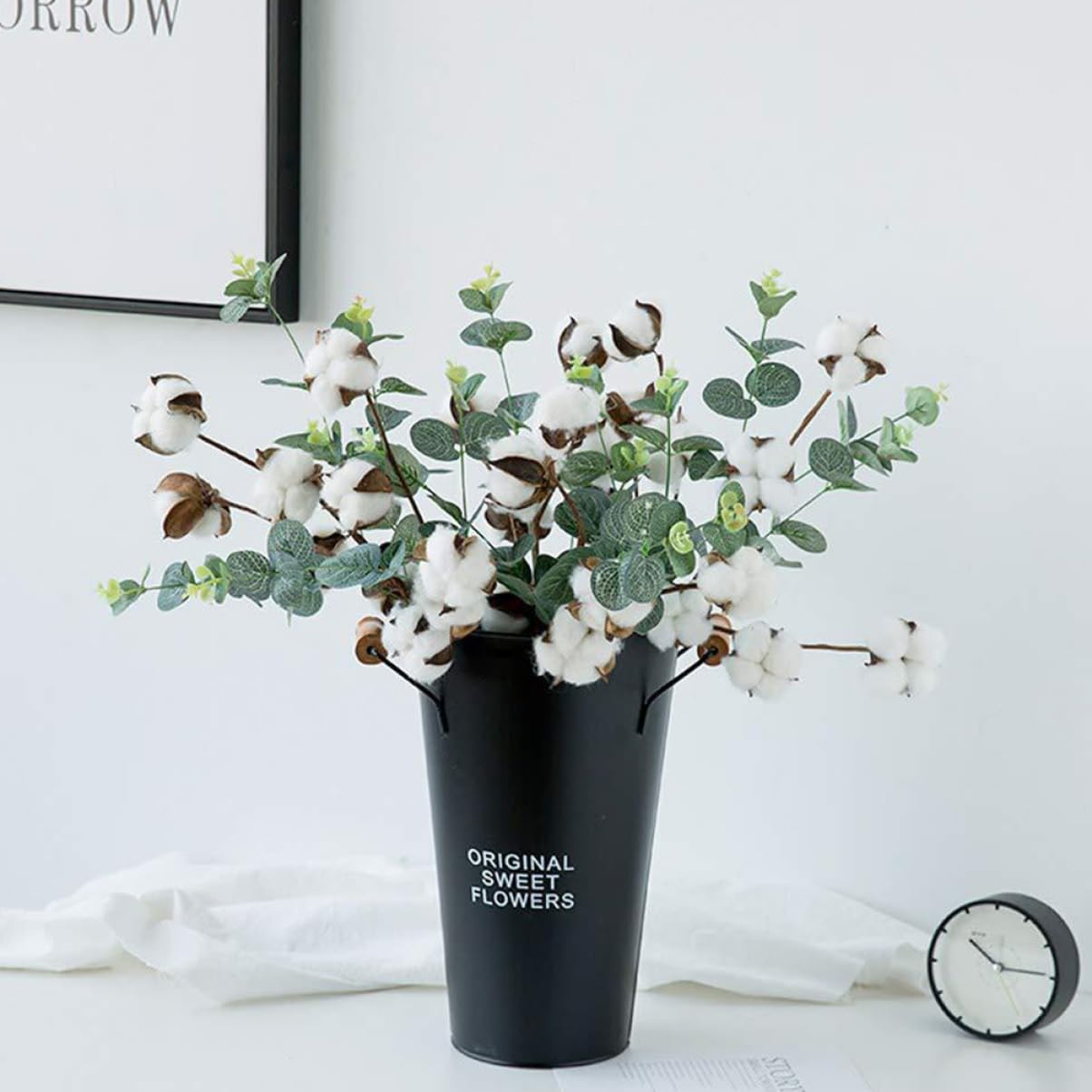 VALICLUD Künstliche Blume Eukalyptus 3 Stück aus Seidenblumen | Wohnzimmer und Schlafzimmer, Naturgetreue Deko für Arrangement und Vase