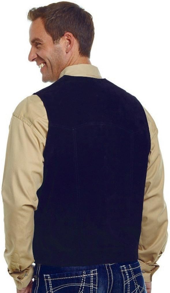 Cripple Creek Mens Black Boar Suede Leather Western Snap Front Vest XLT