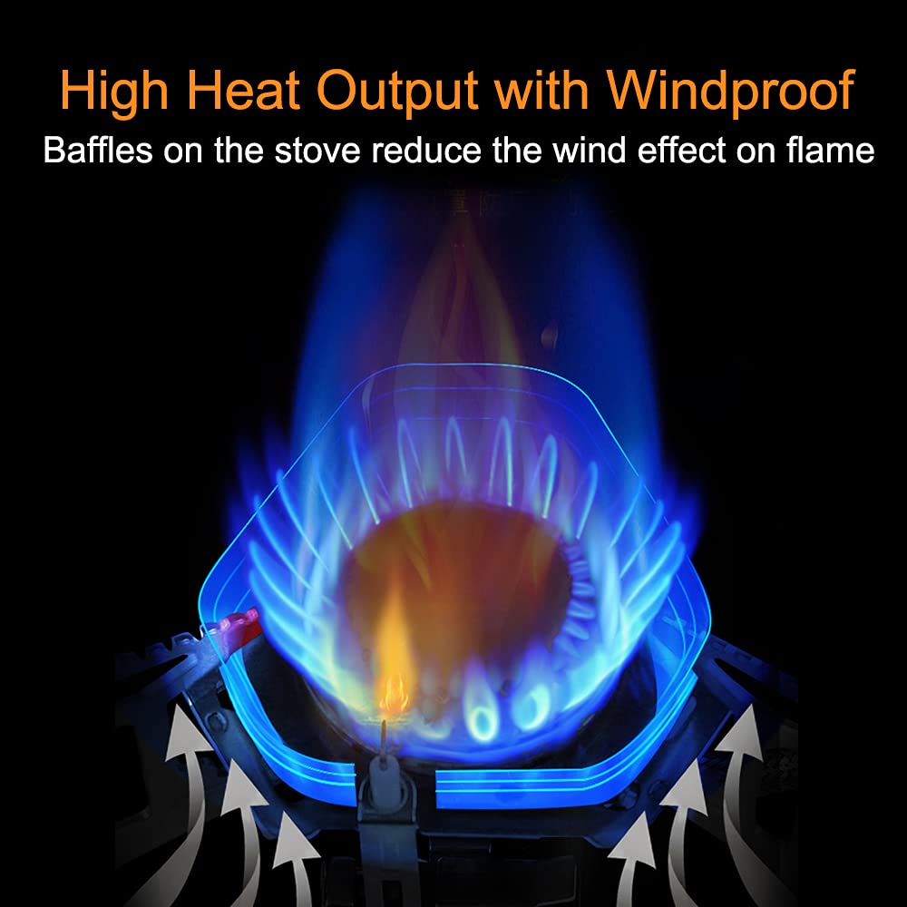 Sagafly Windproof Camping Gas Stove with Adapter, Portable Backpacking