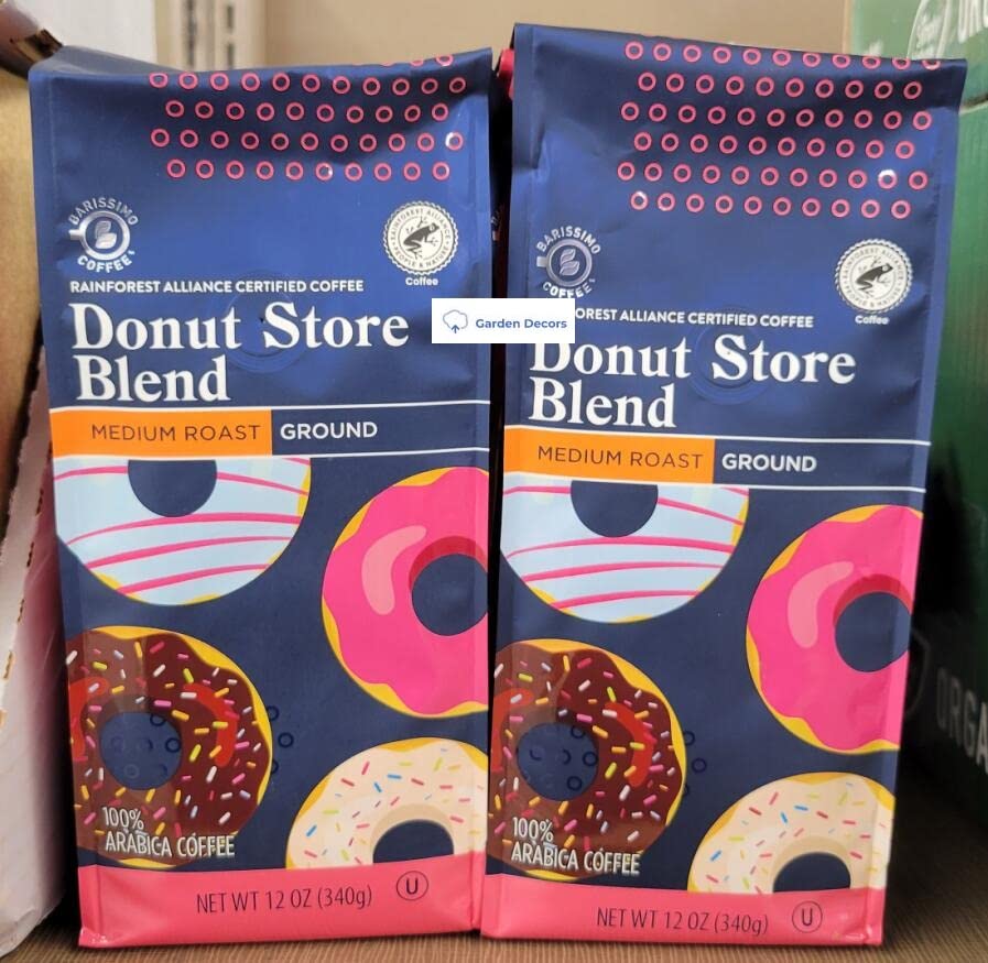 Barissimo Donut Store Blend Café molido tostado medio, 12 onzas, 11.99 oz (dos bolsas)