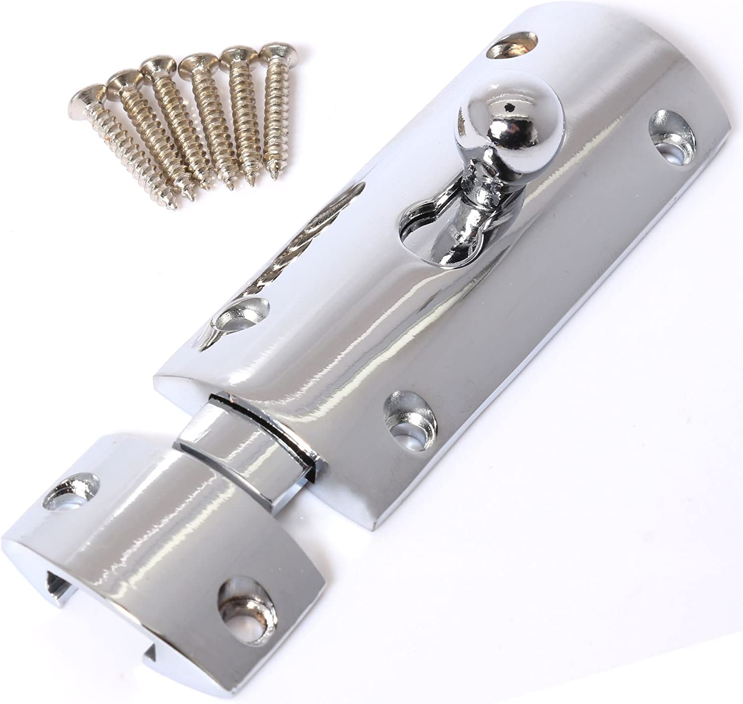 Door Bolts Polished Chrome Barrel Side Lock 75mm 3 Inch Door Latch with Screws Tower Bolt Locks for Bedroom Bathroom Toilet Shed Gate Cupboards and Cabinets Pack of 1 - Image 2