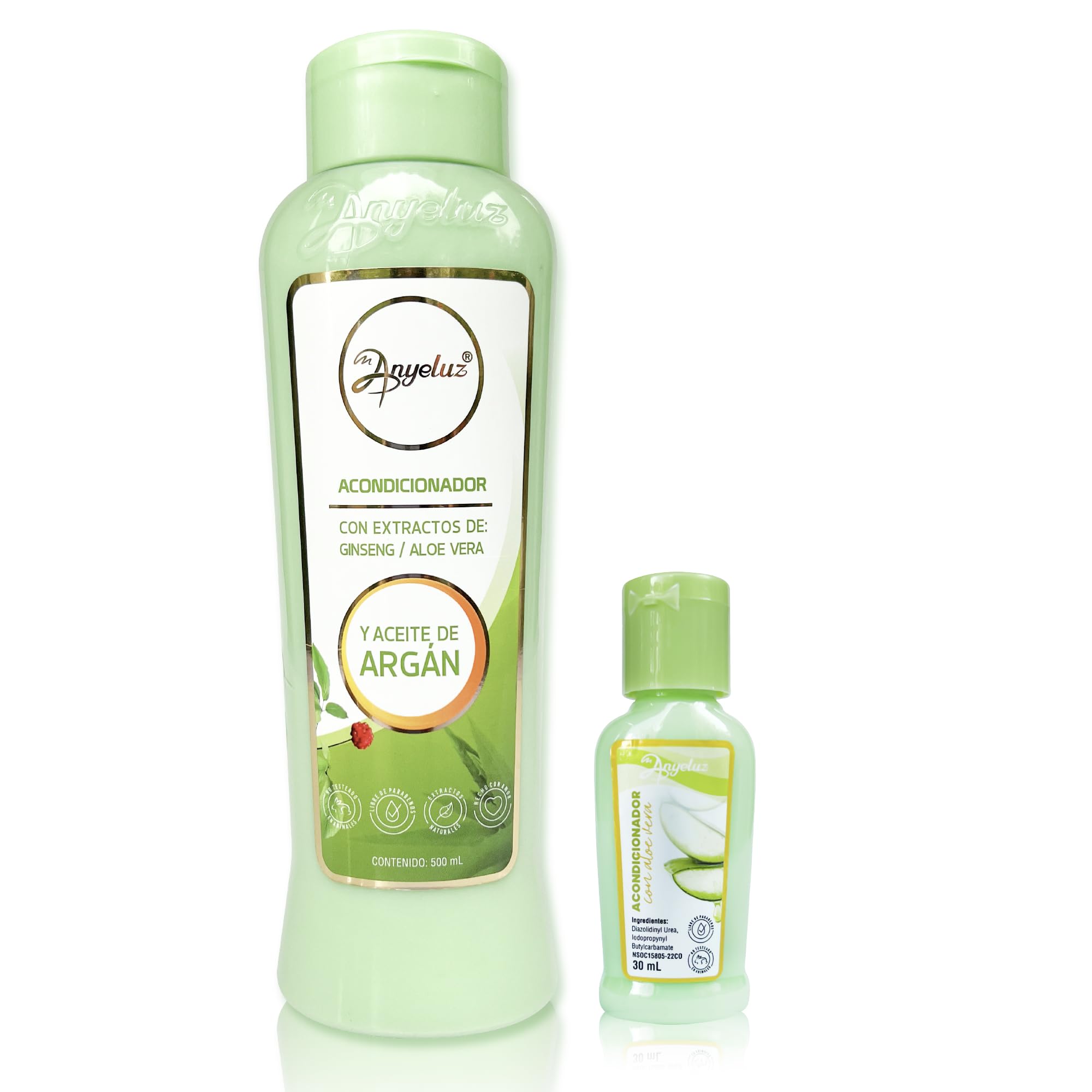 AnyeluzKit Duo Argan and Aloe Vera Conditioner + Mini Travel Size | Enhances Hair Condition, Leaving it Silky, Revitalized, and Easy to Comb | Recommended for All Hair Types