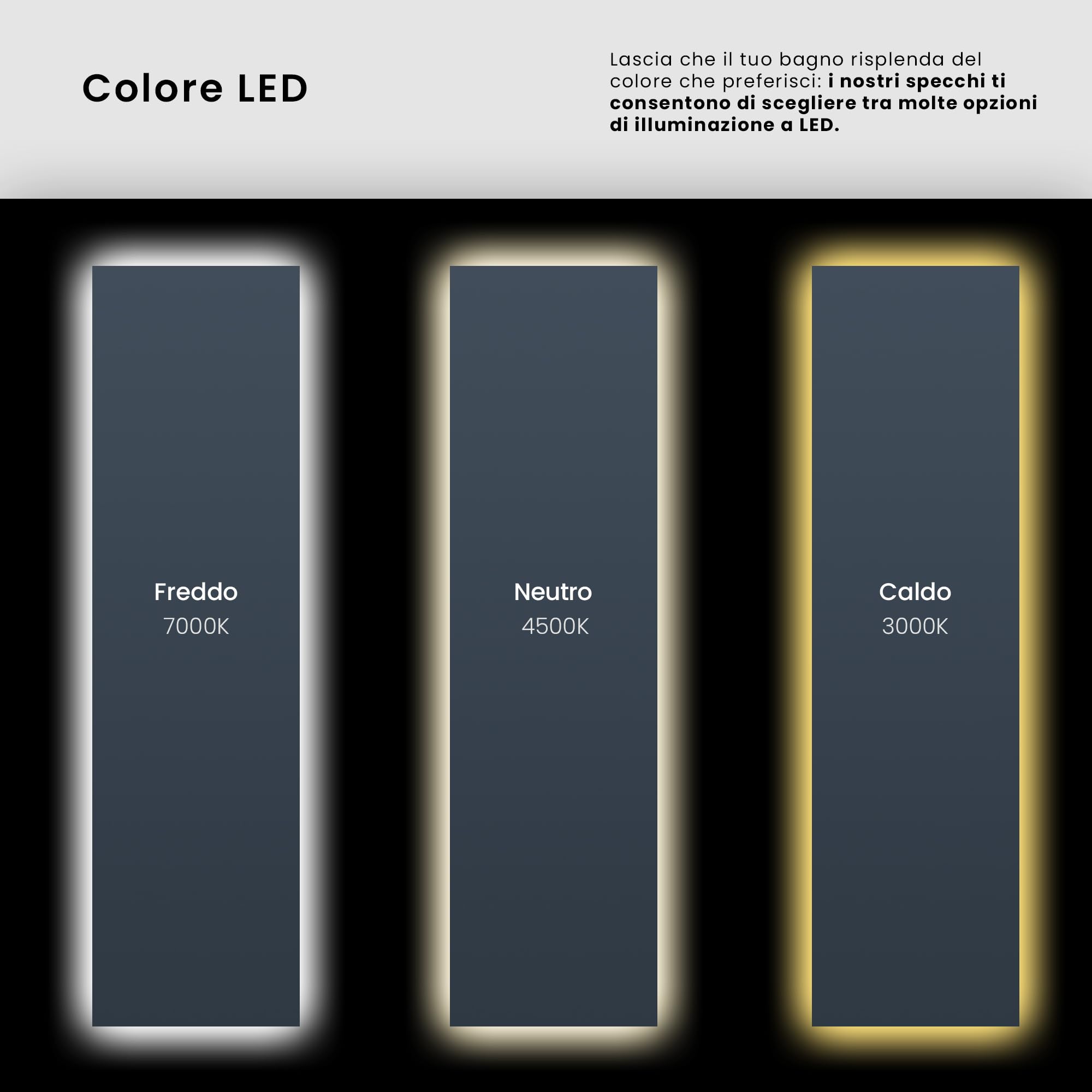 FORAM Specchio da Bagno LED 120x90cm Faye - su Misura - Specchio Bagno con Luce LED - Specchio da Parete Personalizzabile, con Opzione di Selezione
