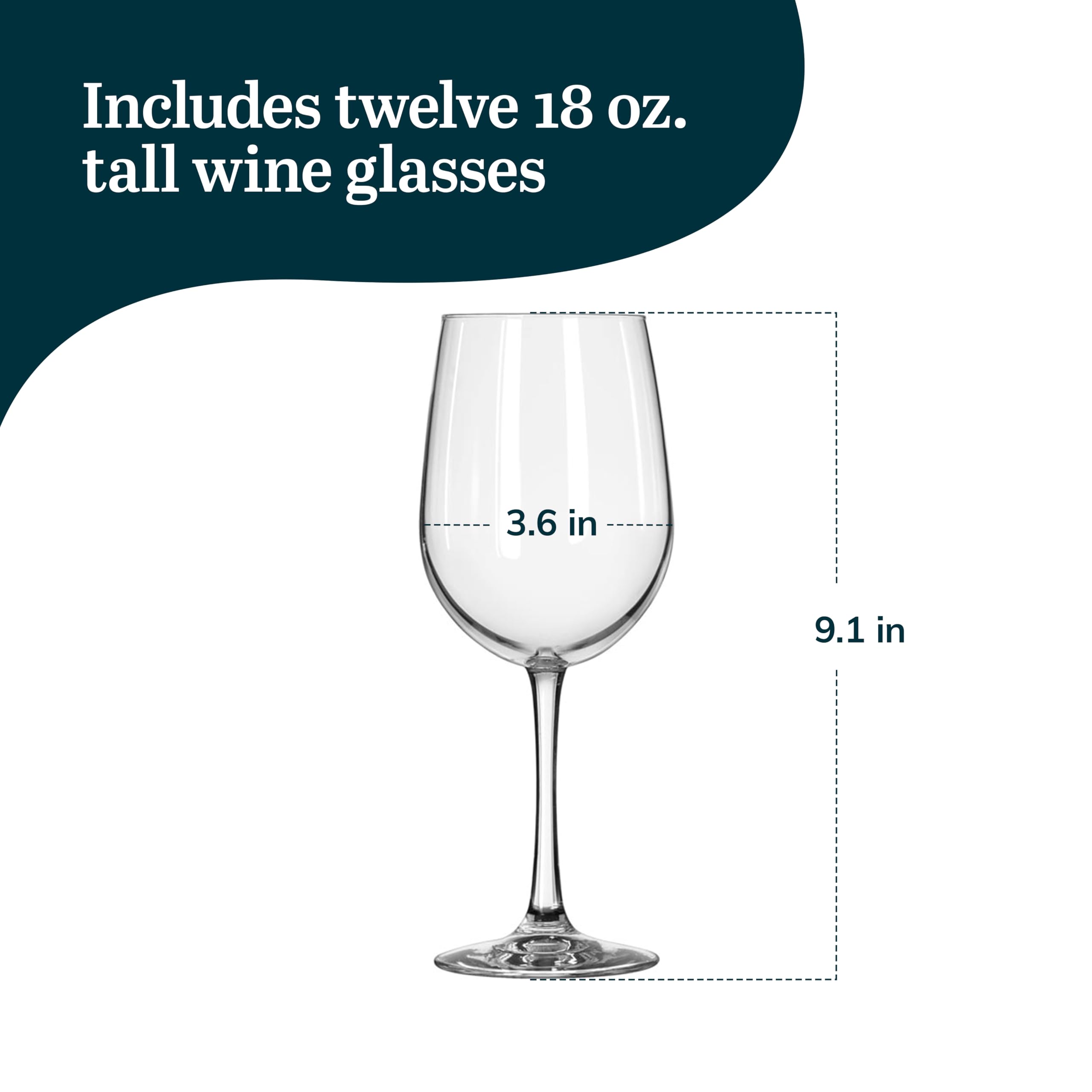 Amazon.com | Libbey 7504 Vina Tall Wine Glasses Set, All Purpose Red and  White Wine Glasses Set of 12, Professional Grade Glass Wine Glasses for  Gatherings, Events: Wine Glasses