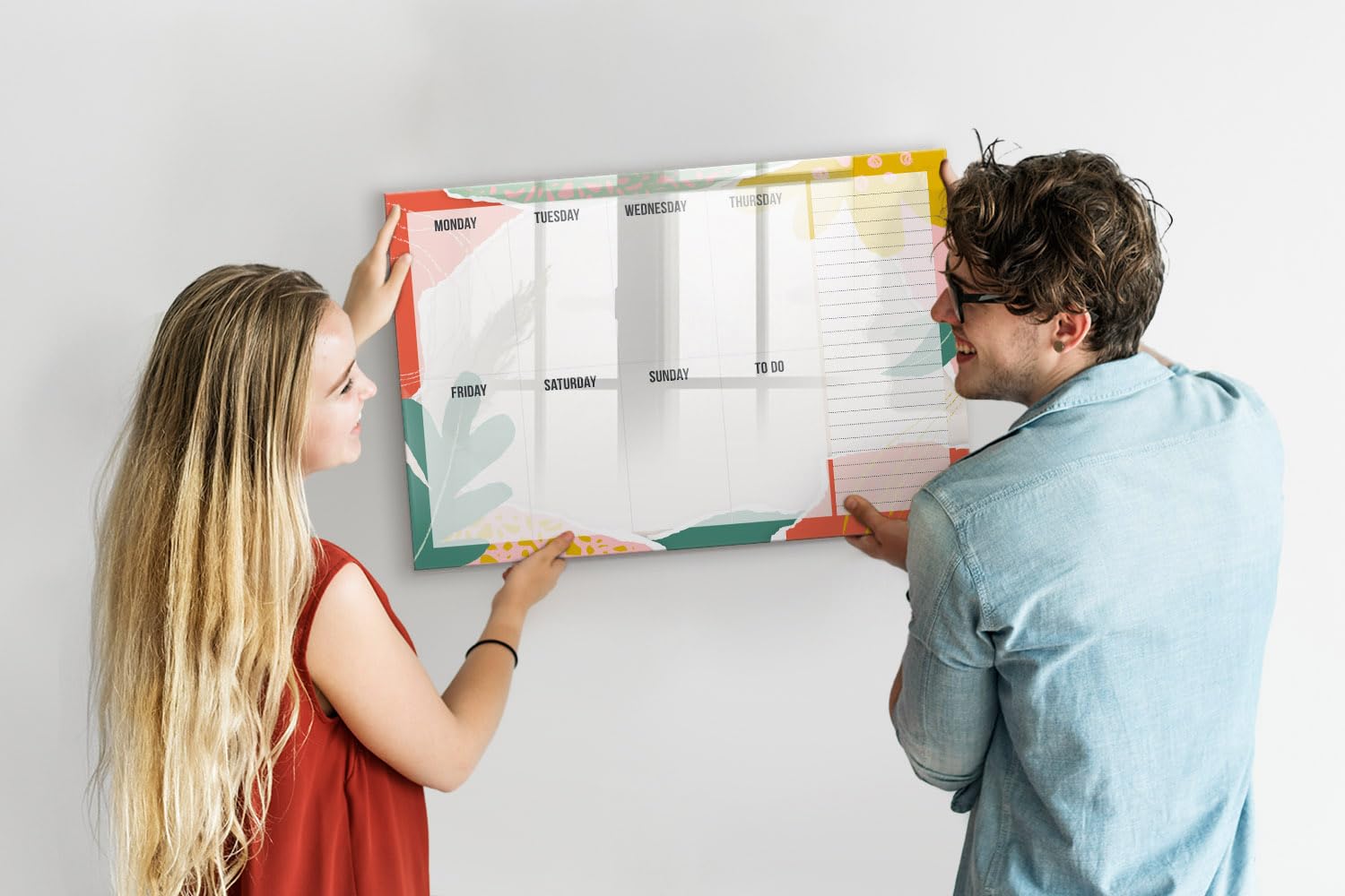 Lavagna Magnetica Elegante in Vetro | Kit Completo con Magneti Neodimio, Pennarello e Pulitore | Perfetta per Ufficio e Casa - 90x60 - Agenda settimanale base
