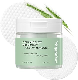 Sponsored Ad - Veganifect Clean and Glow Green Barley First LHA Toner Pad, Vegan Certified, Daily Exfoliating, Improving S...