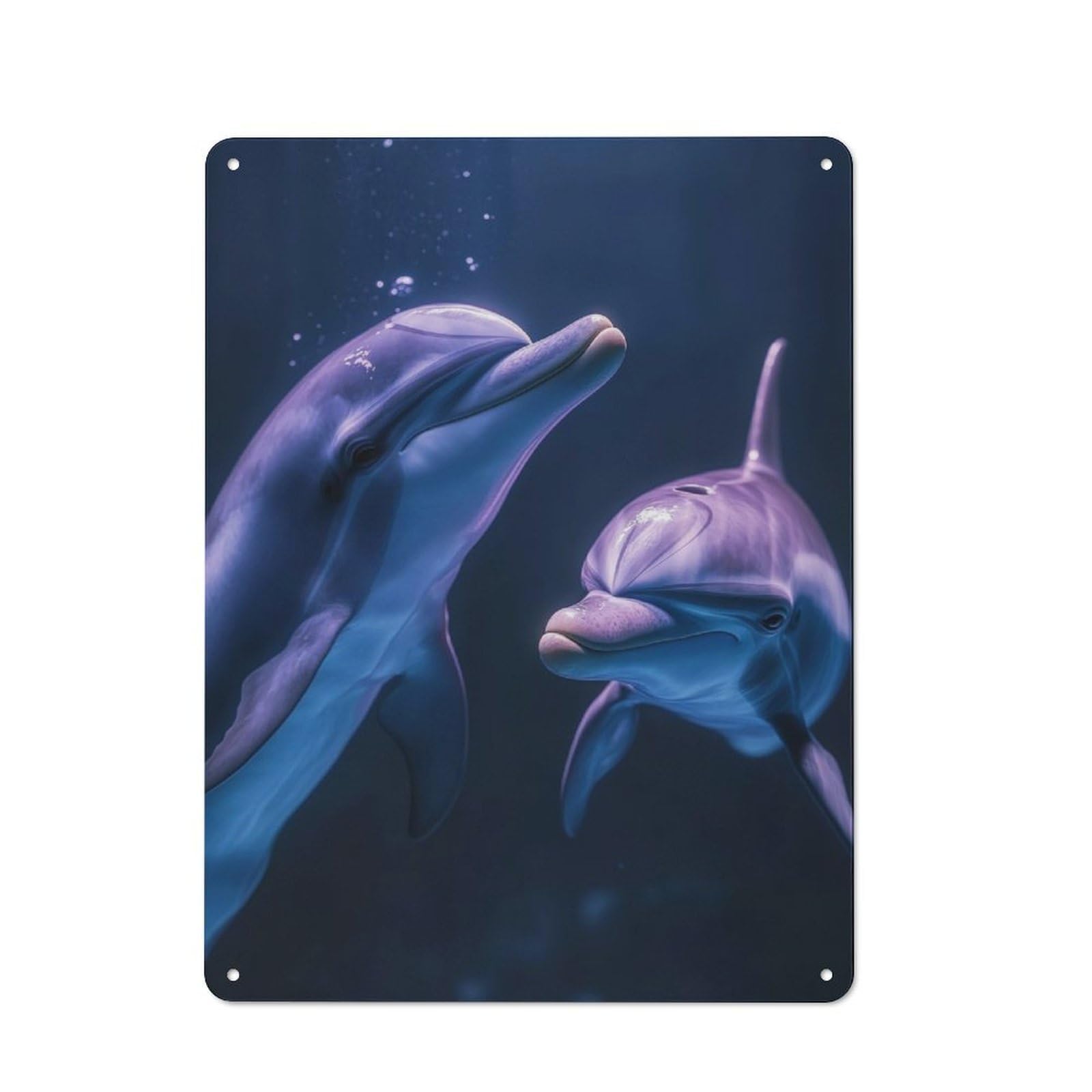 Junmoney Two Dolphins Underwater For Lounge Or Reading Corner, Retro Metal Sign 40X30cm, For Metal Sign Collectors, For Garage And Workshop Walls