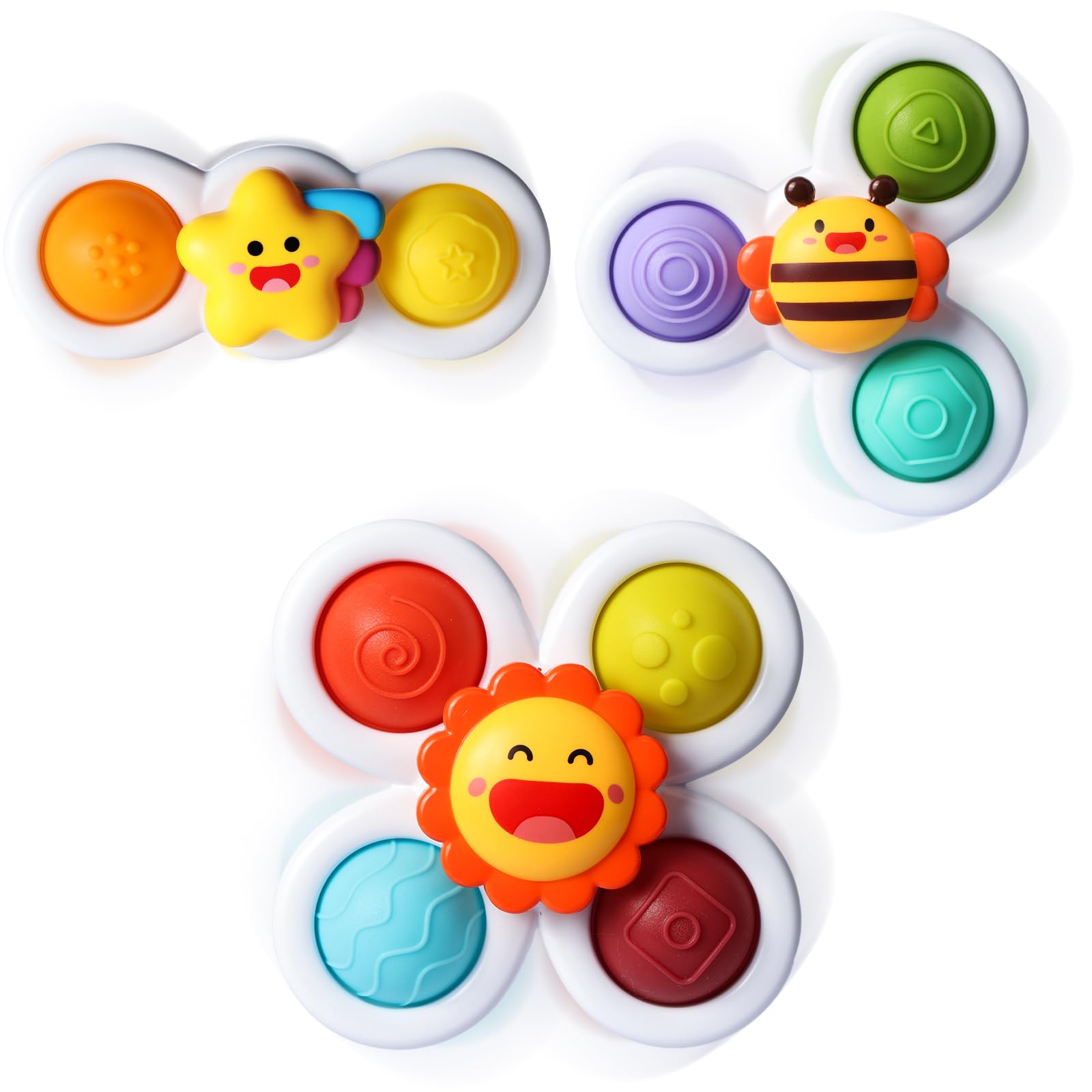 ALASOU 3PCS Pop Suction Cup Spinner Sensory Airplane Travel Toys for 1 Year Old Boy Girl Infant Toddlers|Novelty Spinning Tops 12 18 Months|1 2 Year Old Boy Birthday Gift|Baby Bath Toy Kids Ages 1-3