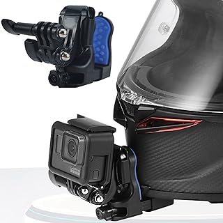 Honbobo Motorcycle Helmet Holder for GoPro/Insta360, Clip-on Helmet Mount Chin Bracket Riding Fixed Accessories for GoPro 12 11 10 9/Insta360/DJI Action camera