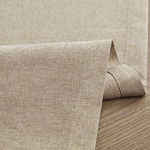 Image of ZeeMart Basic Linen Style Table Runner, 14 x 108 Inch Natural Chambray, Rustic Farmhouse Neutral Beige Table Runners 108 Inches Long, Everyday Polyester Table Runner - Machine Washable & Easy Care