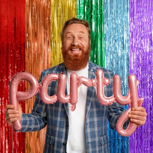 Image of 10 Pack Rainbow Backdrop Party Decorations Tinsel Curtain Party Streamer Foil Fringe Birthday Decorations Photo Booth Colorful Theme First Day of School Engagement Baby Shower Decor