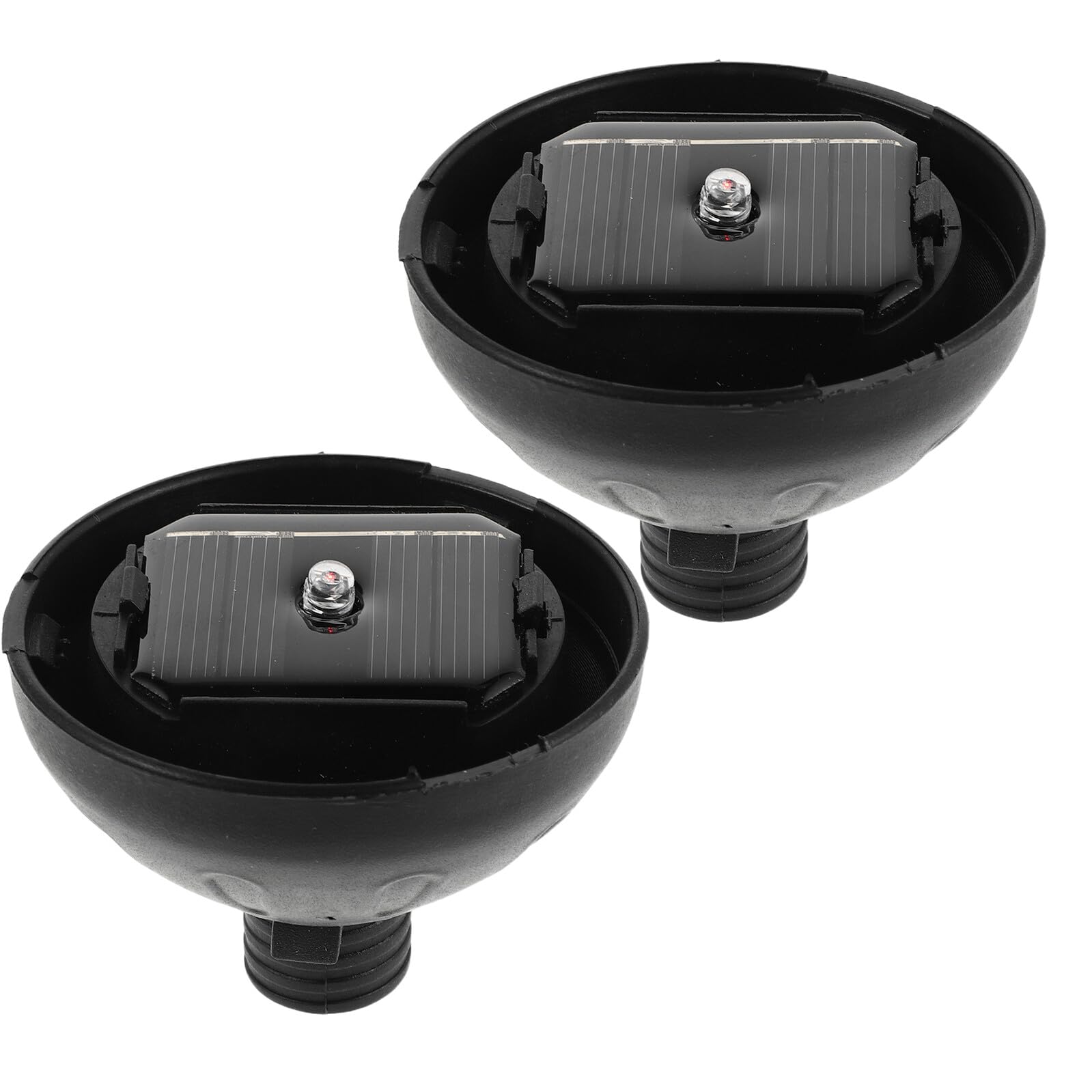 COLLBATH 2pcs Solar Wind Spinner Light Replacement Top with Solar Panel, Weatherproof Plastic and Glass, Black, Patio and Yard Decorative Accessory