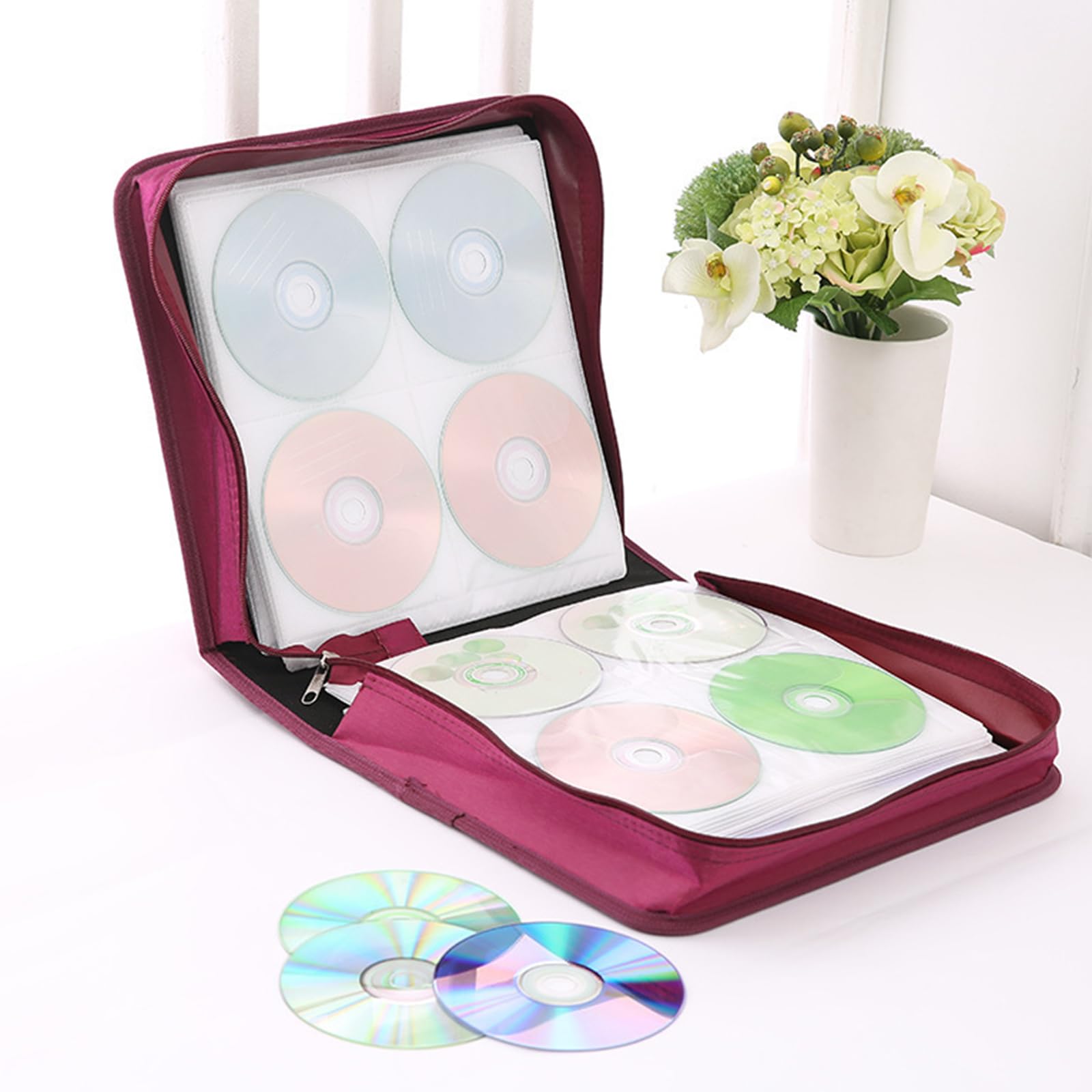Funda protectora para discos de 256/384 con capacidad para VCD, organizador de almacenamiento para folletos, álbum de repuesto, gran capacidad de almacenamiento de discos, Blue, 384 pieces