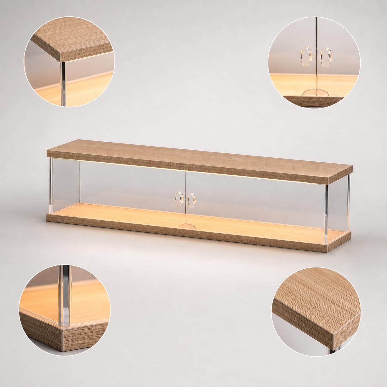 Vitrina Expositora Apilable, Expositor Metacrilato para Colecciones, Transparente para Coches, con Puerta y Luz , para 3 Coches Modelo 1:32 (con Puerta y luz Superior, apilable)