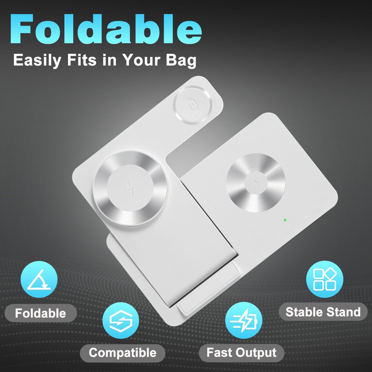 3 in 1 Charging Station for Multiple Devices,Magnetic Mag-Safe Wireless Charger for iWatch & Airpods?Foldable Charging Stand Dock for iPhone 16-12 Series with Adapter(White)