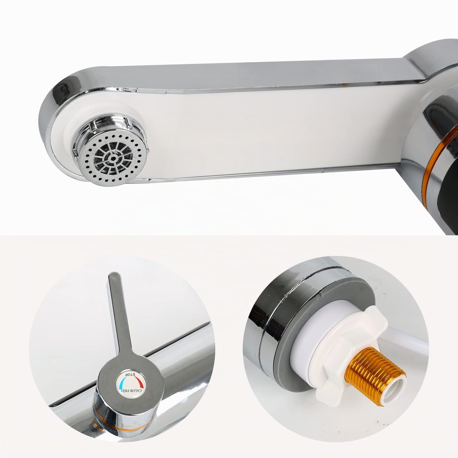 Grifo eléctrico giratorio de 360° - Grifo de calentamiento rápido - 3000 W - Con indicador de temperatura LED - Para baño - Cocina pequeña (Tipo A)