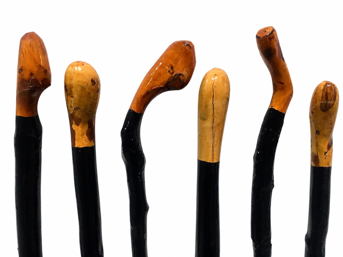 Biddy Murphy Shillelagh - Bastón de Madera de espino Negro Hecho a Mano, Fabricado en Irlanda, Acabado Lacado Negro | Bastón de madera de espino 100% hecho a mano, asas únicas, lacado negro de alto brillo, 36 pulgadas de largo