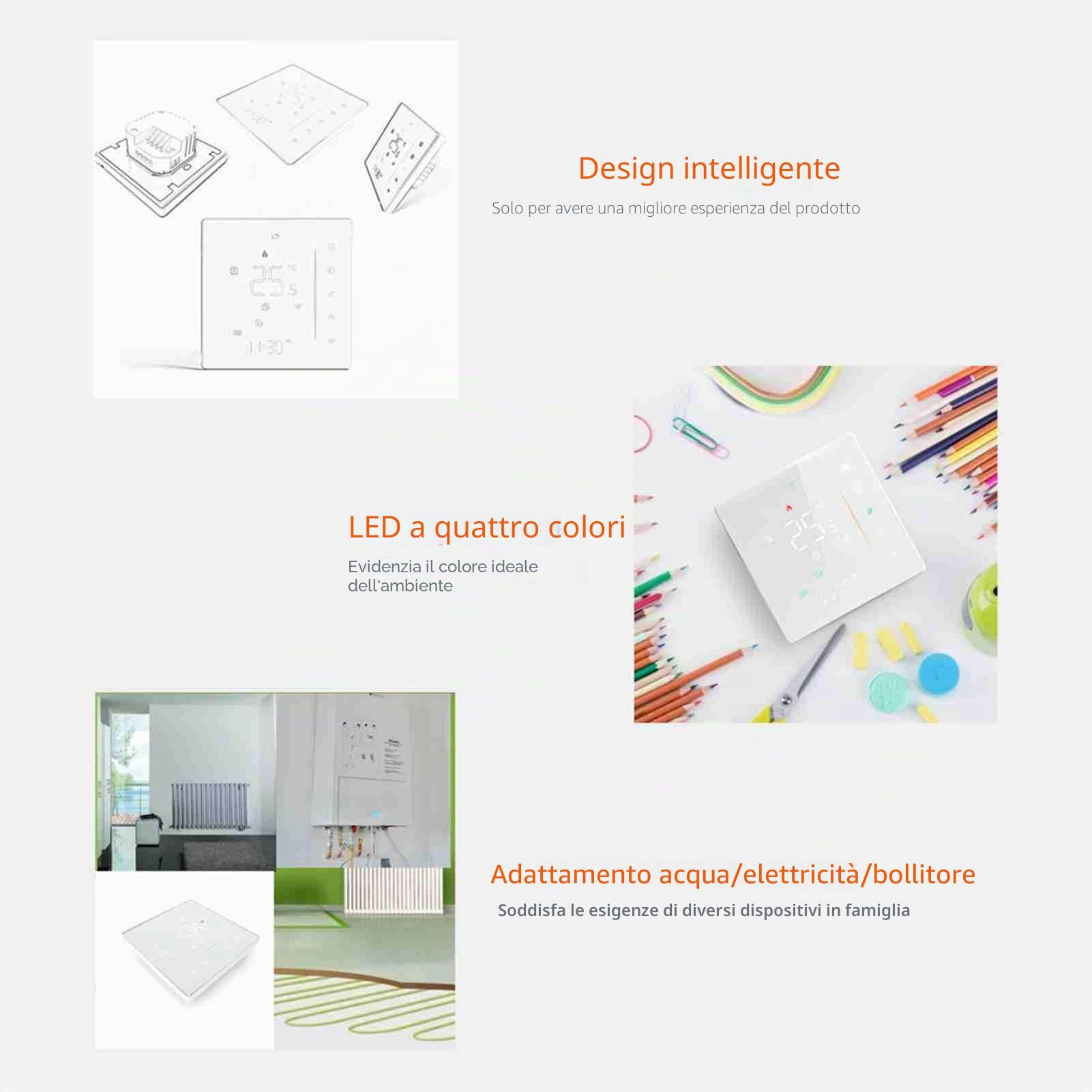 Kavolet Termostato WiFi, termostato ambiente 5A, programmabile settimanalmente, supporta Touch Control/Mobile APP/controllo vocale, compatibile con Alexa/ Home, per riscaldamento elettrico a