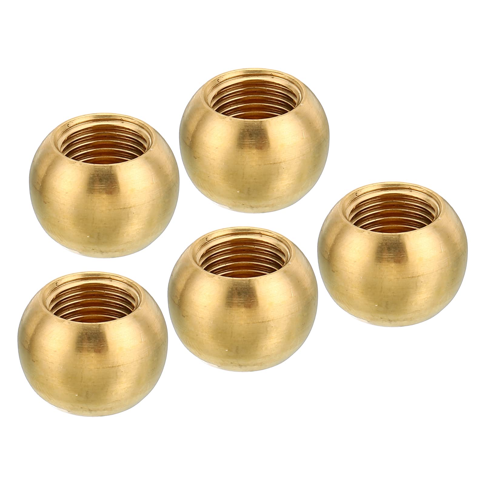 PATIKIL M10x1 16mm Thread Lamp Finials Cap Knob, 5 Pack Brass Ball Lamp Decoration Screw Caps for Furniture Lighting Lamps