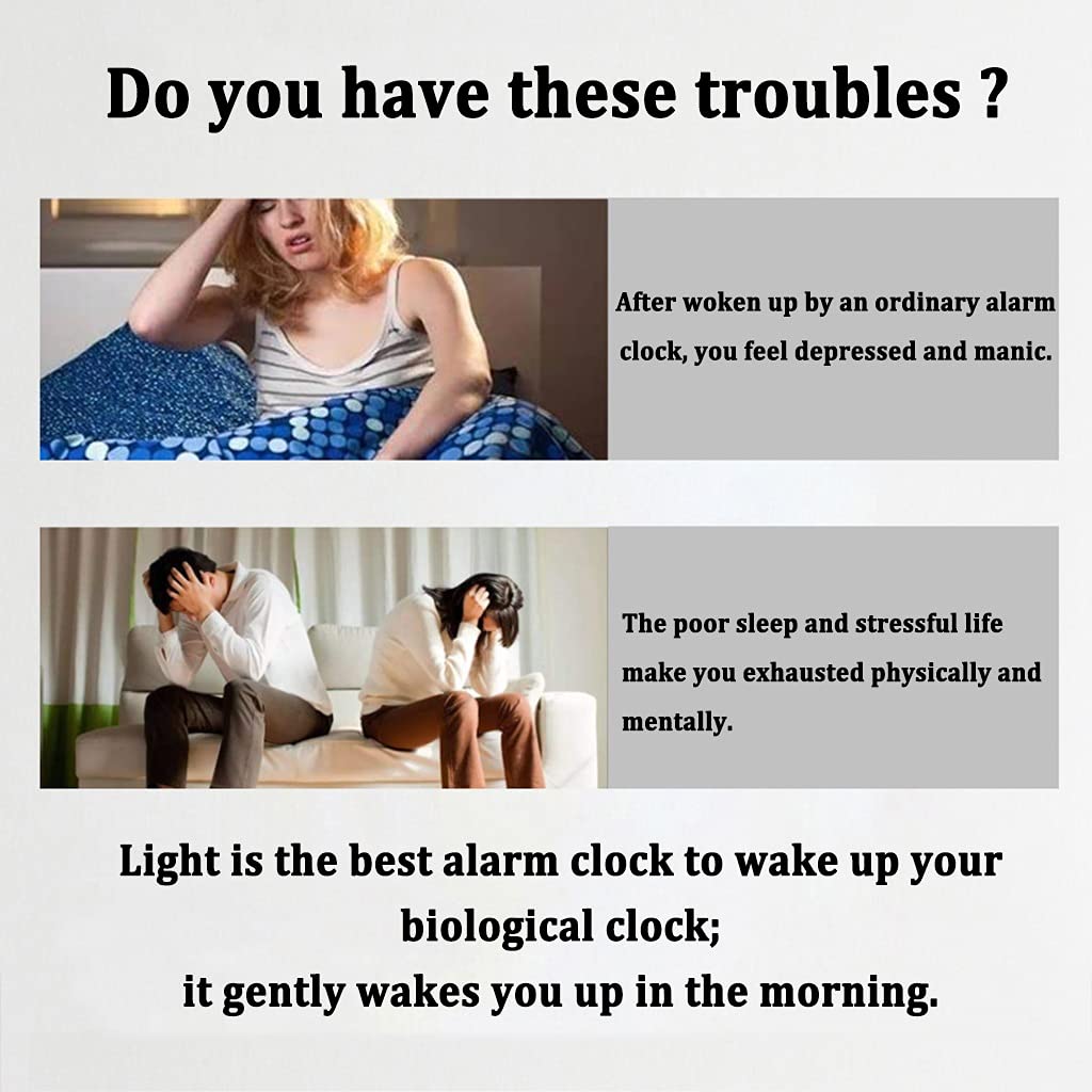2 Pz Wake Up Light, Sveglia, con Simulazione Alba/Tramonto, Doppio Allarme e Funzione Snooze, 7 Suoni Naturali e Radio FM, Ideale per Regalo