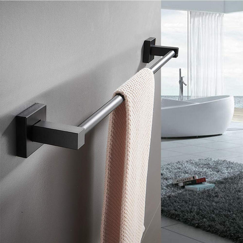 Portasciugamani rustico industriale da parete, in acciaio inox, stile vintage, per bagno, 48 cm, nero