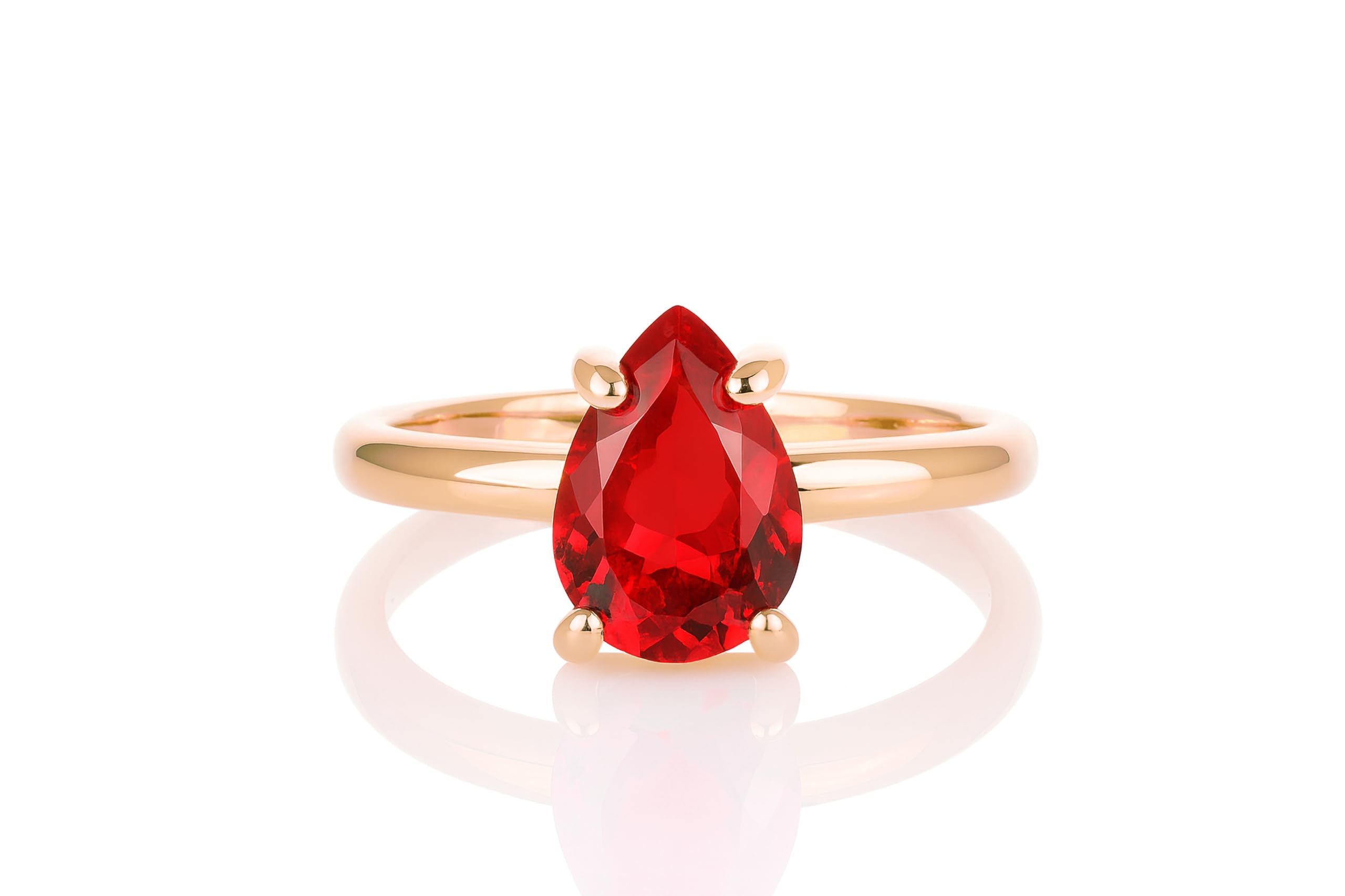 Handgefertigter Birne Rubin Geburtsstein Ring - Handgemachter Rose Gold Schmuck für Frauen - Individuelle Edelstein Verlobungsringe, Trauringe, Jahrestag Ringe, Mode Ringe - mit Kasten