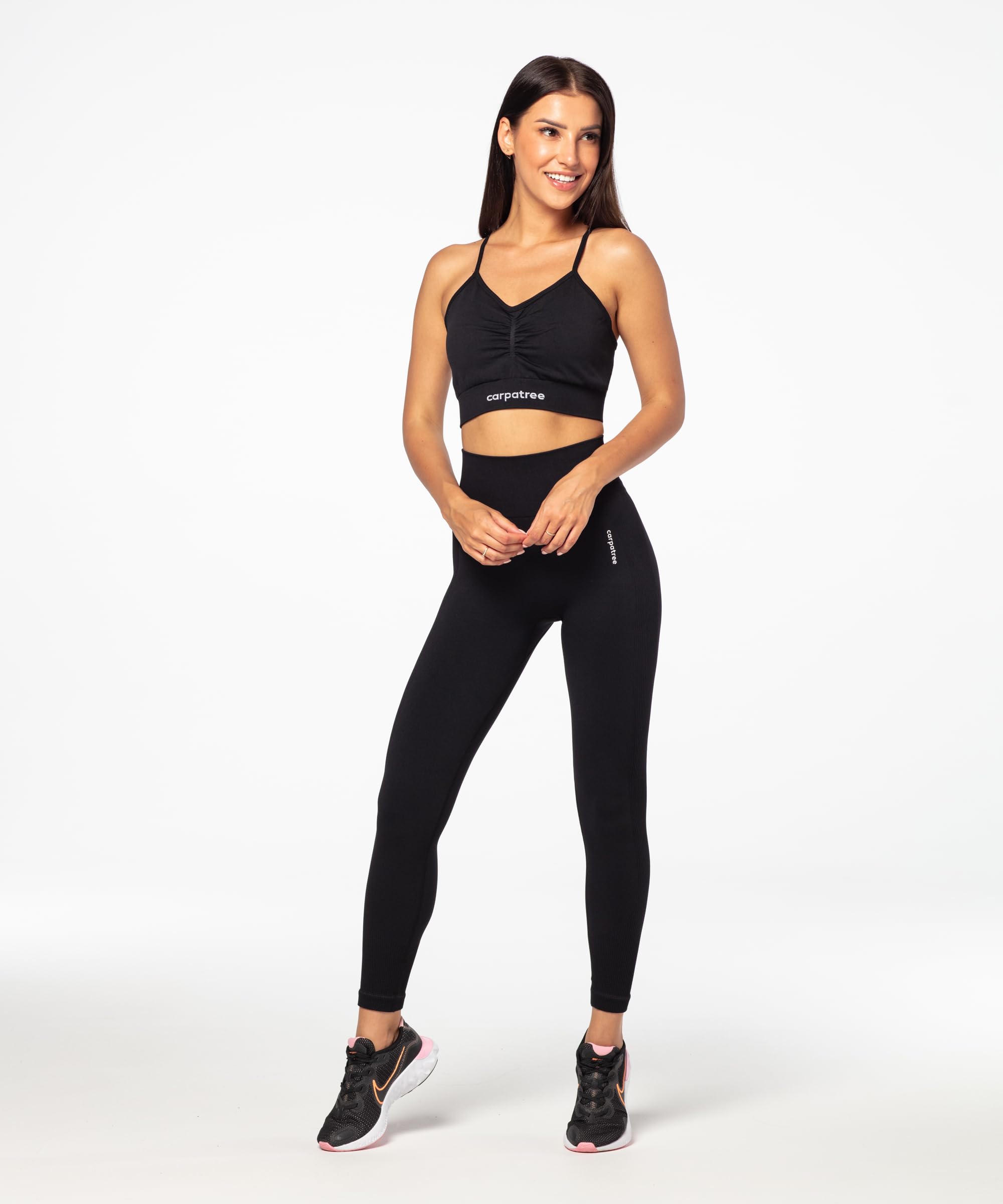 Carpatree - Sport Leggings Damen, Scrunch Butt Sportleggins mit Push Up, Seamless und Blickdichte Sporthose, High Waist, Grosse Flexibilität, Marken Leggings Tights für Workout Gym Yoga - Schwarz