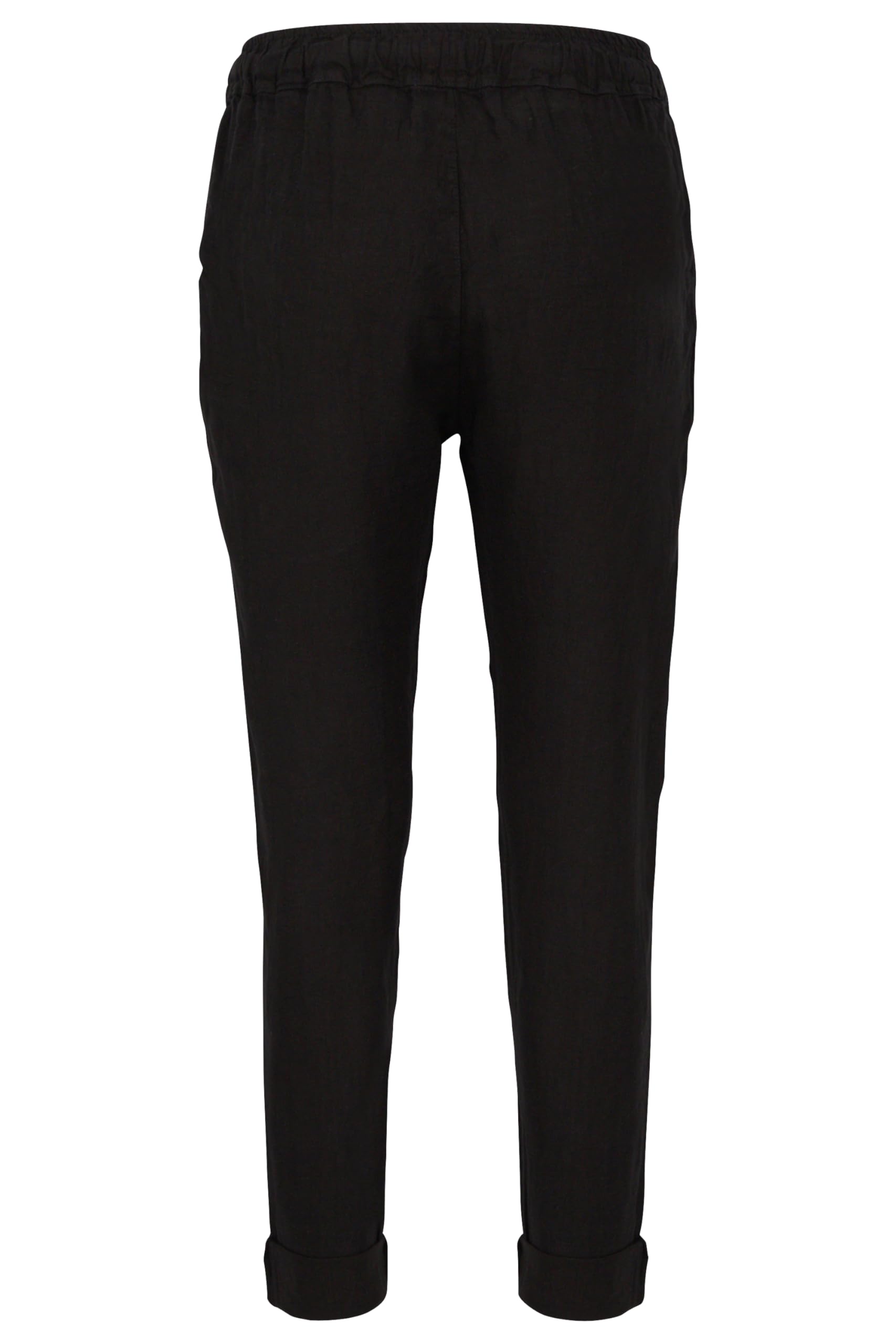 Malito Ocio Pantalones de Lino con Cintura Elástica 6816 Mujer