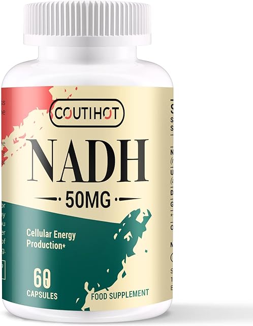 NADH 50 mg Plus CoQ10 200 mg, NADH Capsules - Energy and Fatigue Support, ATP Production - Reduced Form of NAD+, 60 Counts for 60-Day Supply