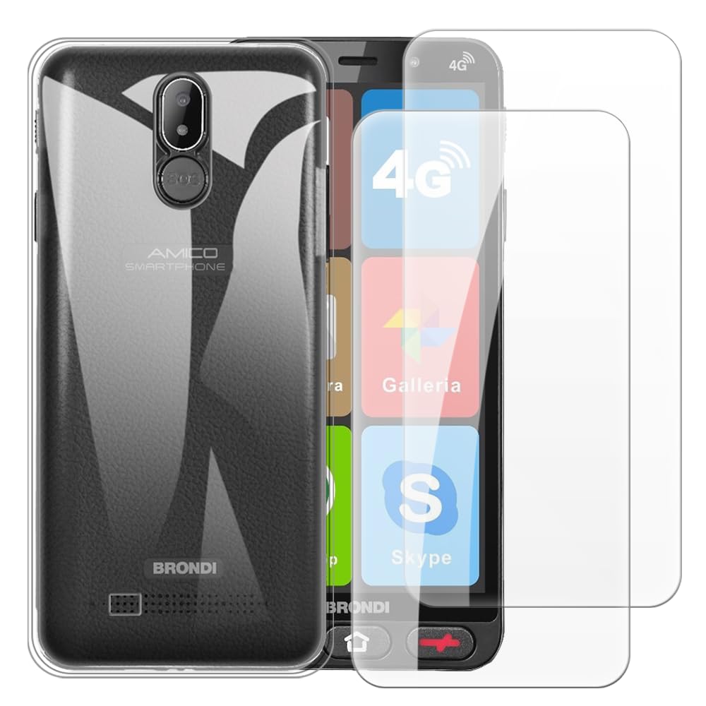 Set 2 Pellicole Protettive in Vetro Temperato Compatibile con Brondi Amico Smartphone S Nero, Anti-Graffio, Alta Trasparenza, Facile da Applicare