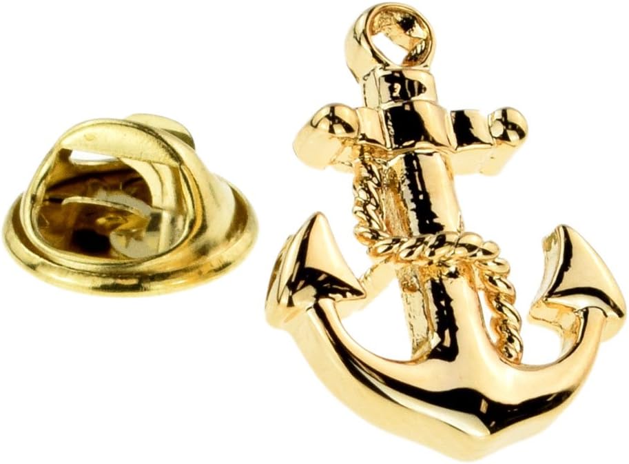 GTR Prestige GiftwareGold Plated Naval Anchor & Chain Lapel Pin Badge