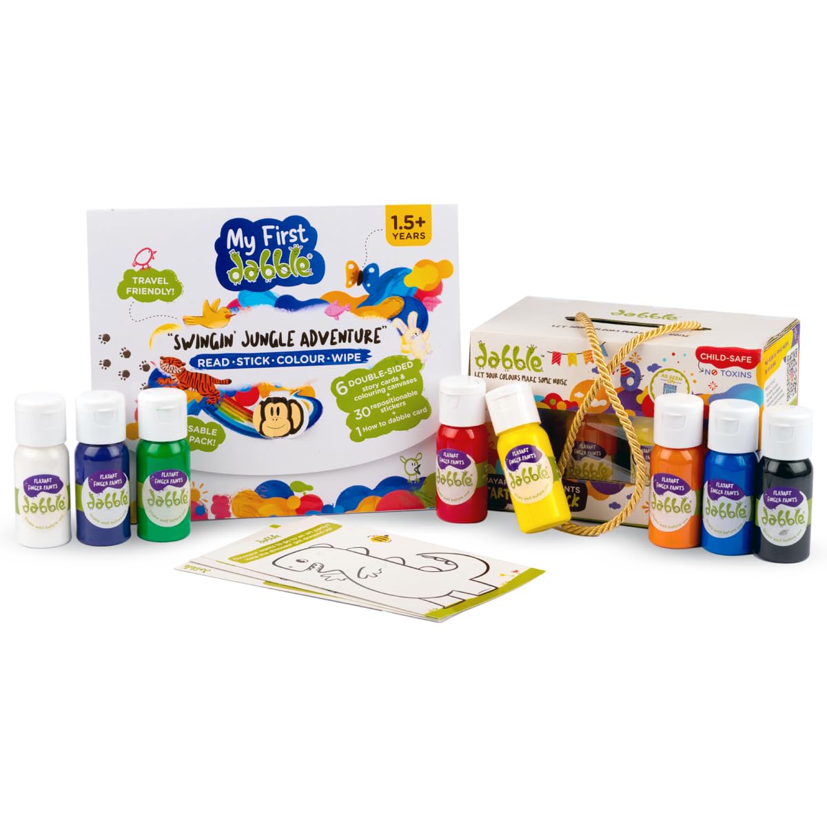 dabble My First Dabble Swingin’ Jungle Adventure + Mini Starter Fun Pack Combo | Sticker Art for Kids | Reusable Story Cards For Kids|Non-toxic Mini Finger Paints | No Mess Art| Preschool Birthday Return Gift for Kids| For Ages 1.5+ (B0D8WDSSSG) Amazon Price History, Amazon Price Tracker