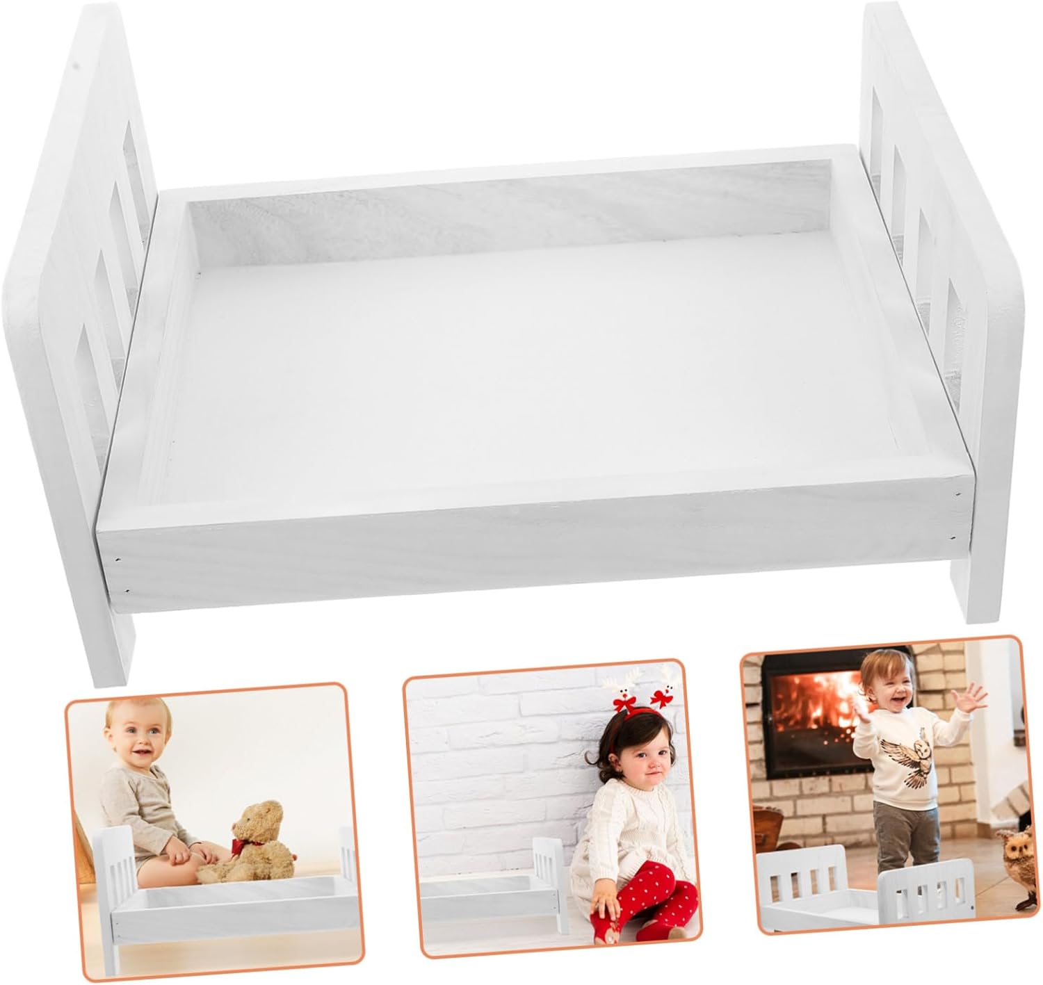 Newborn Photography Props Mini Rustic Bed Vintage Distressed Design for Newborn and Birthday Photoshoots Durable Construction Cozy Atmosphere for Picture Props